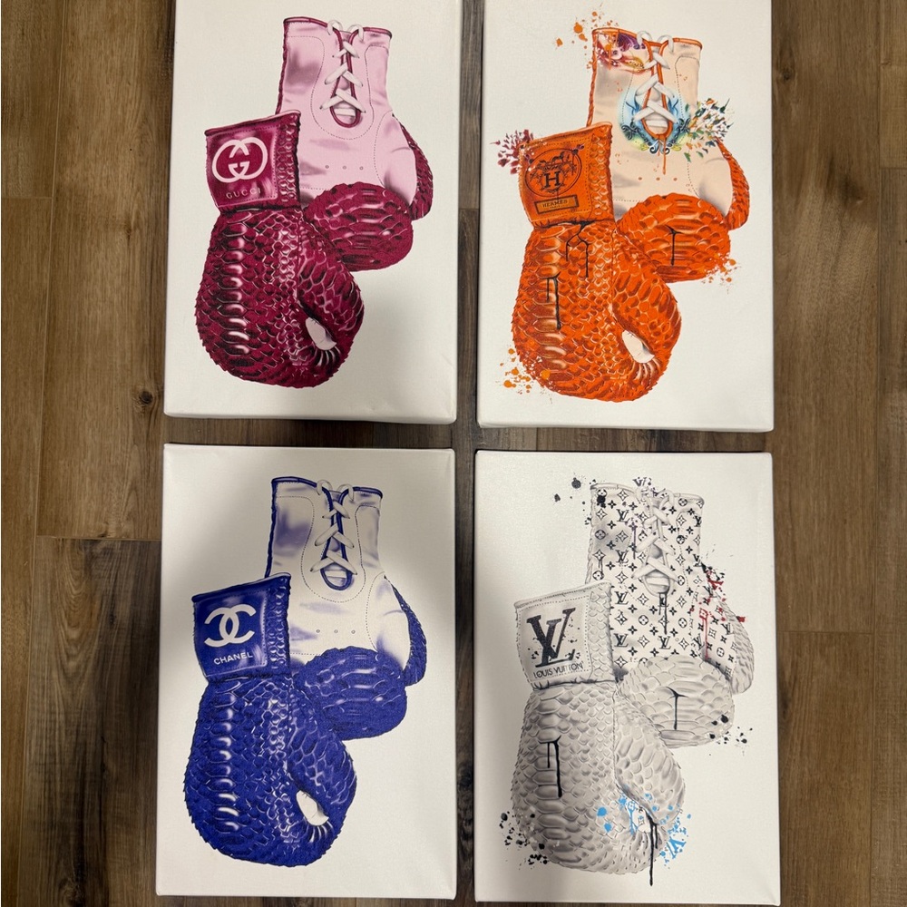 CHANEL Boxing Gloves Wall Art - Pink, Orange, Blue, Gray